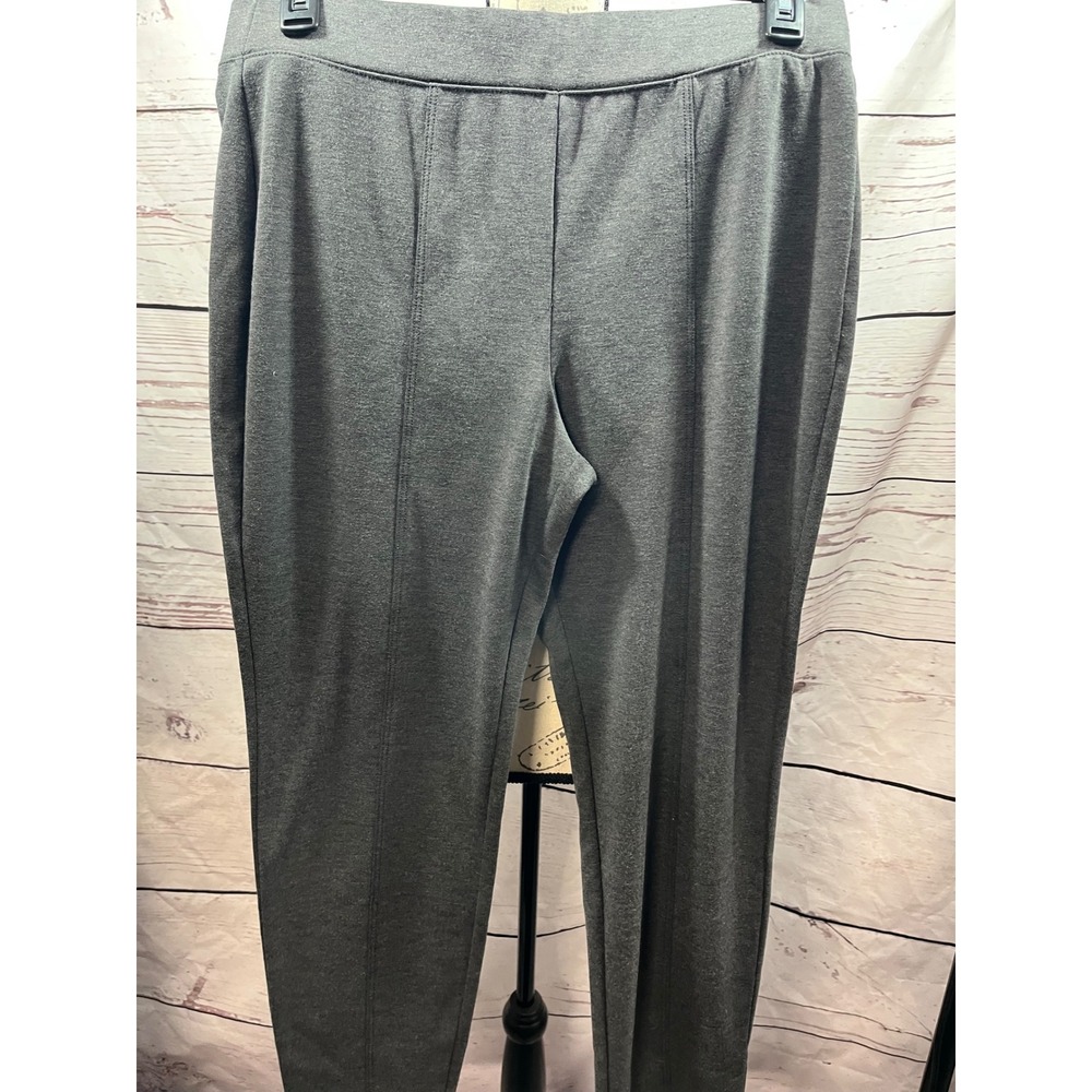 Croft & Barrow Womens Large‎ Gray Heather Pull On Pintuck Straight Leg Pants